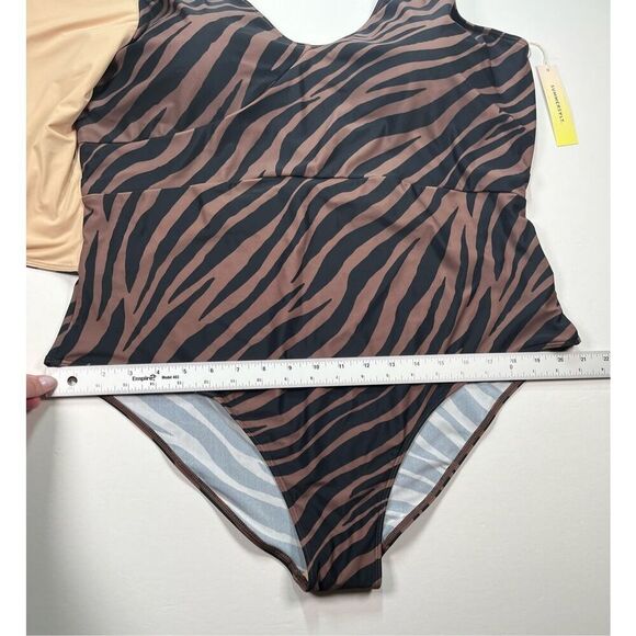 NEW Summersalt The Wrap 1 Piece Side Tie Swim Bathing Suit Zebra Plus Size 22 - Picture 7 of 13